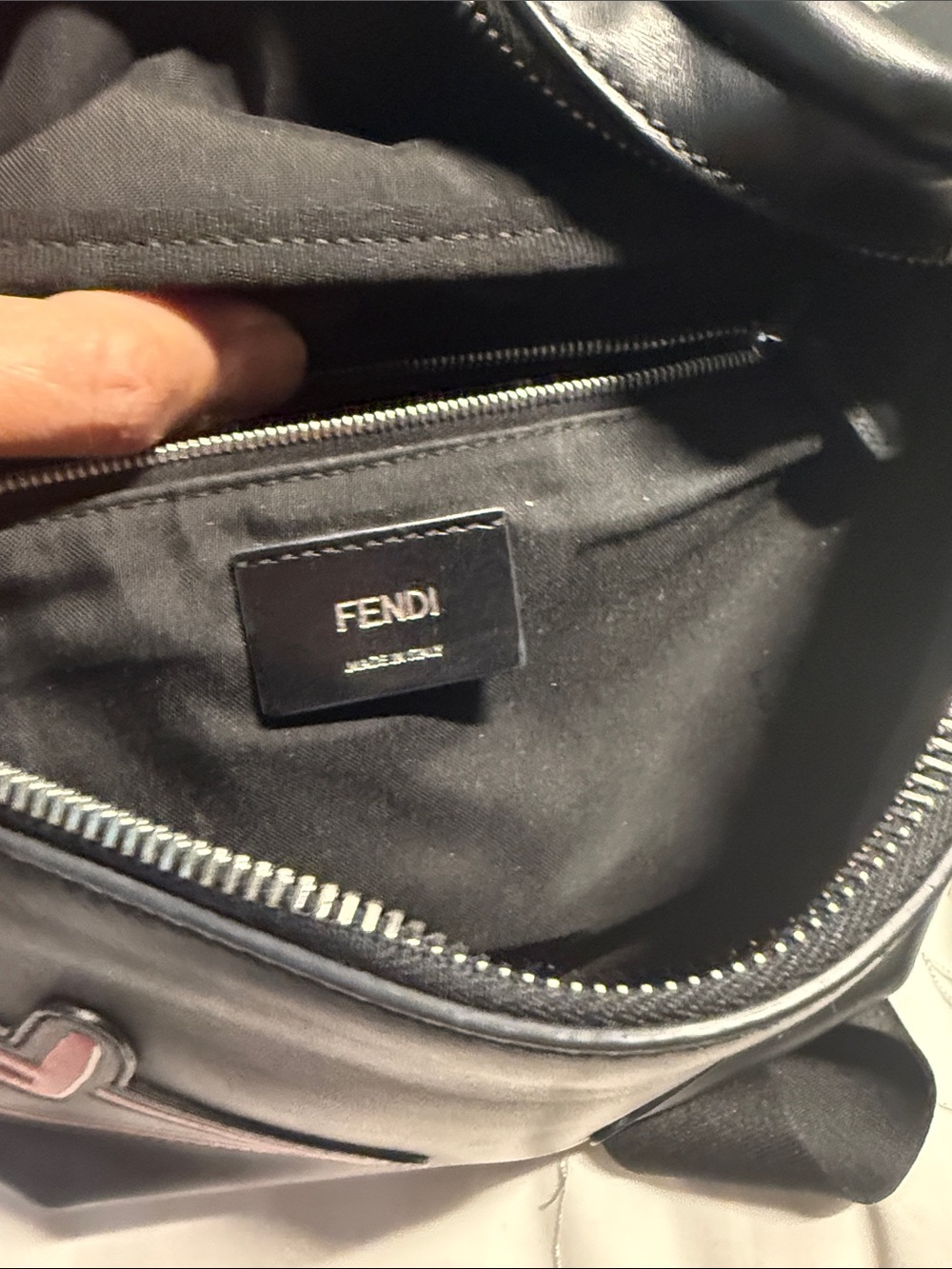 Fendi Black Leather Men’s Belt Bag with Red Eye Motif - Picture 5 of 7